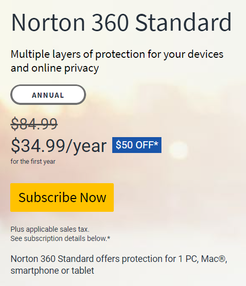 Norton 360 Standard Antivirus