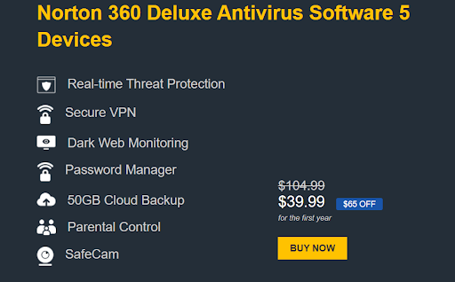 What is price of Norton 360 Deluxe Antivirus Software for 5 Devices